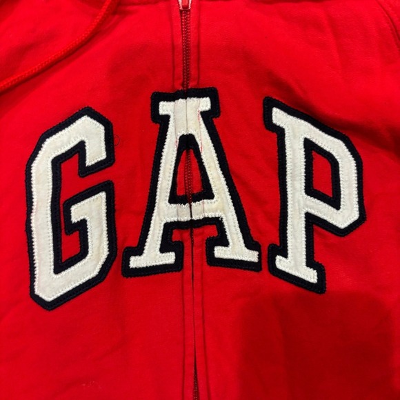 Gap Kids Red Zip Up Hoodie Sweatshirt Logo Size L - Picture 4 of 6
